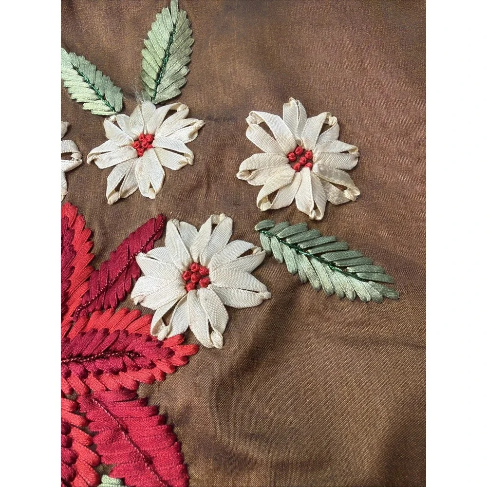 Jabara Group Embroidered Poinsettia Table Runner 12x68